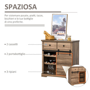 Easycomfort Credenza da Cucina in Stile Industriale, Dispensa per Sala da Pranzo, Cassettiera da Soggiorno Vintage 80x39x86cm