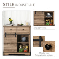 Easycomfort Credenza da Cucina in Stile Industriale, Dispensa per Sala da Pranzo, Cassettiera da Soggiorno Vintage 80x39x86cm