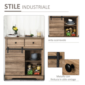 Easycomfort Credenza da Cucina in Stile Industriale, Dispensa per Sala da Pranzo, Cassettiera da Soggiorno Vintage 80x39x86cm