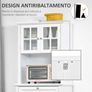 Easycomfort Mobile Dispensa Alto con 2 Armadietti, Ripiani Regolabili e Piano d'Appoggio, in MDF, 68.6x40x164 cm, Bianco
