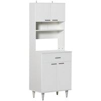 Easycomfort Credenza Alta da Cucina, Madia Classica Bianca in Legno con 2 Armadietti e 1 Mensola, Bianco, 60x40x160cm