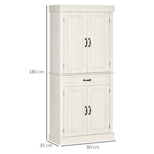 EASYCOMFORT  Credenza Cucina con 2 Armadietti e Cassetto in Stile Coloniale, 80x35x180cm Bianco