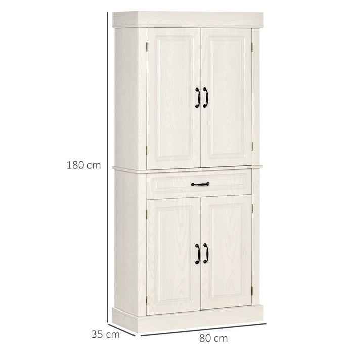 EASYCOMFORT  Credenza Cucina con 2 Armadietti e Cassetto in Stile Coloniale, 80x35x180cm Bianco