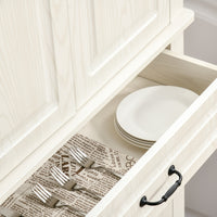 EASYCOMFORT  Credenza Cucina con 2 Armadietti e Cassetto in Stile Coloniale, 80x35x180cm Bianco