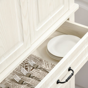 EASYCOMFORT  Credenza Cucina con 2 Armadietti e Cassetto in Stile Coloniale, 80x35x180cm Bianco