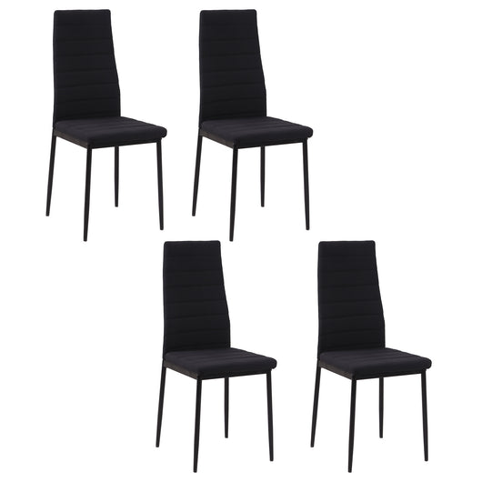 Easycomfort Set 4 Sedie Imbottite per Soggiorno o Sala da Pranzo, Sedie da Cucina Moderne, in Metallo e Tessuto Nero