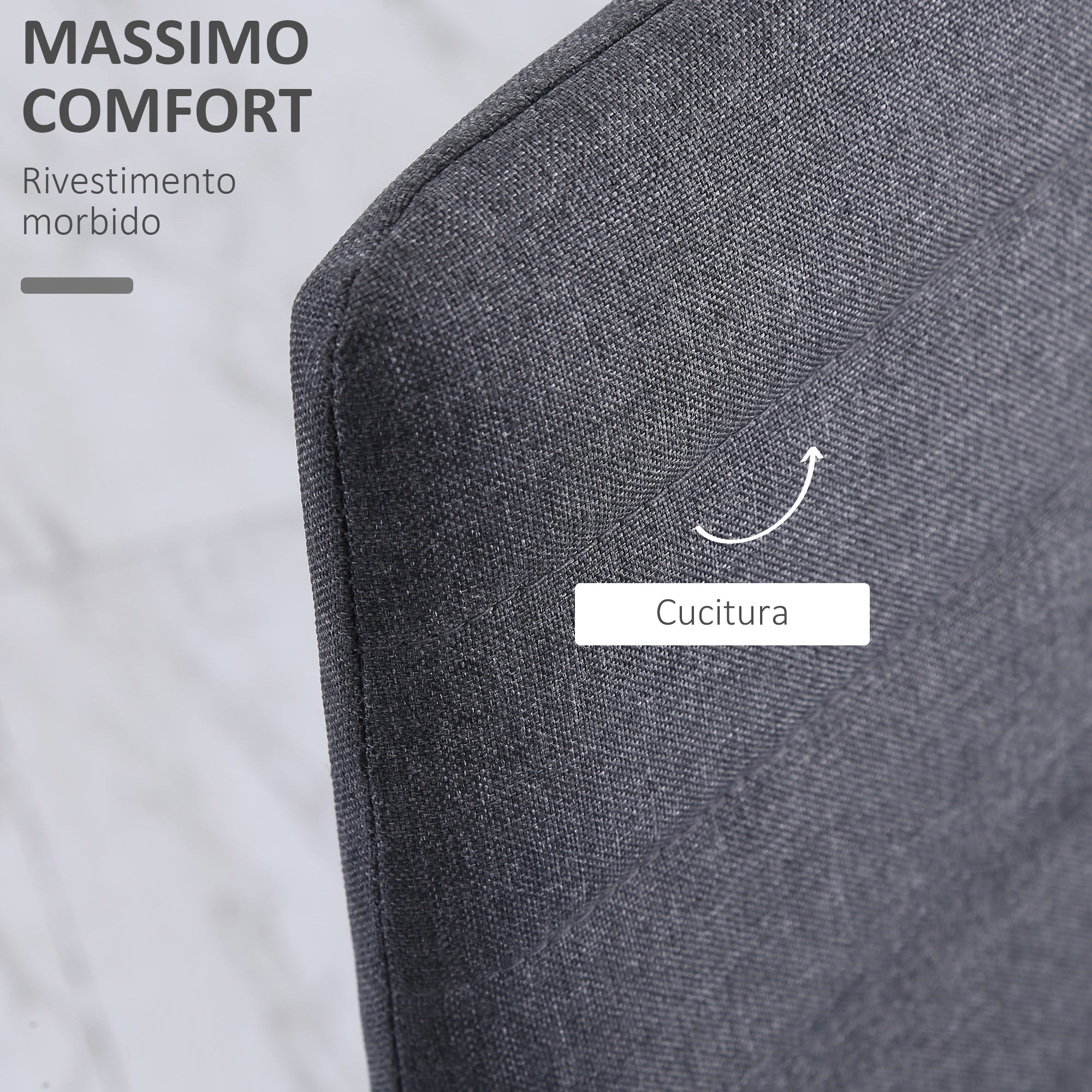 Easycomfort Set 4 Sedie Imbottite per Soggiorno o Sala da Pranzo, Sedie da Cucina Moderne, in Metallo e Tessuto Grigio