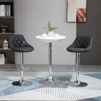 Easycomfort Set 2 Sgabelli da Bar con Altezza Regolabile, Base in Metallo e Seduta Similpelle, Sgabelli Moderni Girevoli con Schienale e Poggiapiedi 46x48x83-104cm, Nero
