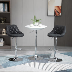 Easycomfort Set 2 Sgabelli da Bar con Altezza Regolabile, Base in Metallo e Seduta Similpelle, Sgabelli Moderni Girevoli con Schienale e Poggiapiedi 46x48x83-104cm, Nero