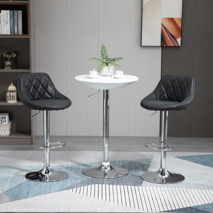 Easycomfort Set 2 Sgabelli da Bar con Altezza Regolabile, Base in Metallo e Seduta Similpelle, Sgabelli Moderni Girevoli con Schienale e Poggiapiedi 46x48x83-104cm, Nero