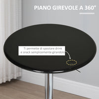 Easycomfort Tavolo Rotondo da Bar con Piano Girevole, Altezza Regolabile con Leva a Gas e Base in Acciaio, ?61x76-97cm, Nero