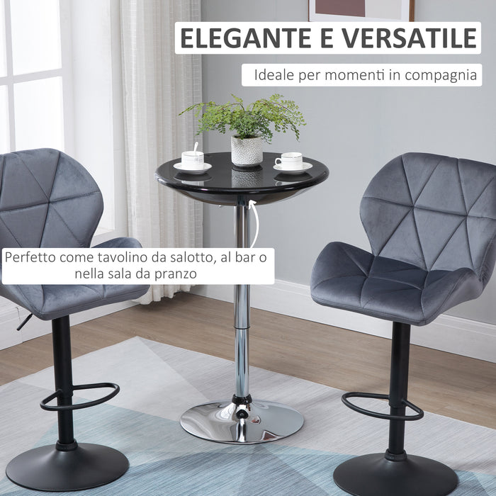Easycomfort Tavolo Rotondo da Bar con Piano Girevole, Altezza Regolabile con Leva a Gas e Base in Acciaio, ?61x76-97cm, Nero