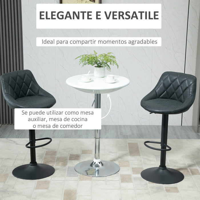 EasyComfort Tavolo Rotondo da Bar con Piano Girevole, Altezza Regolabile con Leva a Gas e Base - Bianco