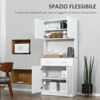 Easycomfort Credenza Cucina con Armadietti a 2 Ante e Cassetto in Legno, 80x40x180cm, Bianco