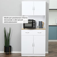Easycomfort Credenza Cucina con Armadietti a 2 Ante e Cassetto in Legno, 80x40x180cm, Bianco