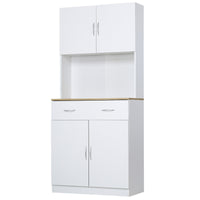 Easycomfort Credenza Cucina con Armadietti a 2 Ante e Cassetto in Legno, 80x40x180cm, Bianco