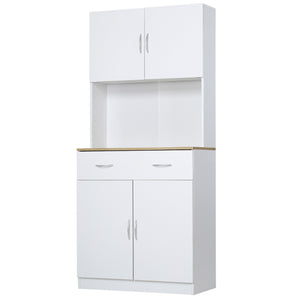 Easycomfort Credenza Cucina con Armadietti a 2 Ante e Cassetto in Legno, 80x40x180cm, Bianco