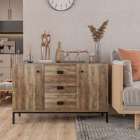 EasyComfort Credenza Moderna in Truciolato e Metallo con 2 Armadietti a 2 Ante con Ripiani e 3 Cassetti, 120x39.5x77 cm