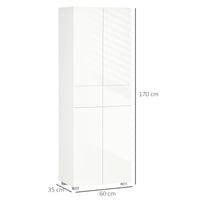 EasyComfort Dispensa Cucina con 4 Ante, 3 Ripiani Regolabili e Mensole a 5 Livelli in MDF e Truciolato, 60x35x170 cm, Bianco