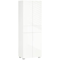 EasyComfort Dispensa Cucina con 4 Ante, 3 Ripiani Regolabili e Mensole a 5 Livelli in MDF e Truciolato, 60x35x170 cm, Bianco