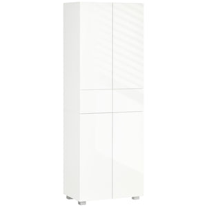 EasyComfort Dispensa Cucina con 4 Ante, 3 Ripiani Regolabili e Mensole a 5 Livelli in MDF e Truciolato, 60x35x170 cm, Bianco