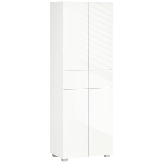 EasyComfort Dispensa Cucina con 4 Ante, 3 Ripiani Regolabili e Mensole a 5 Livelli in MDF e Truciolato, 60x35x170 cm, Bianco