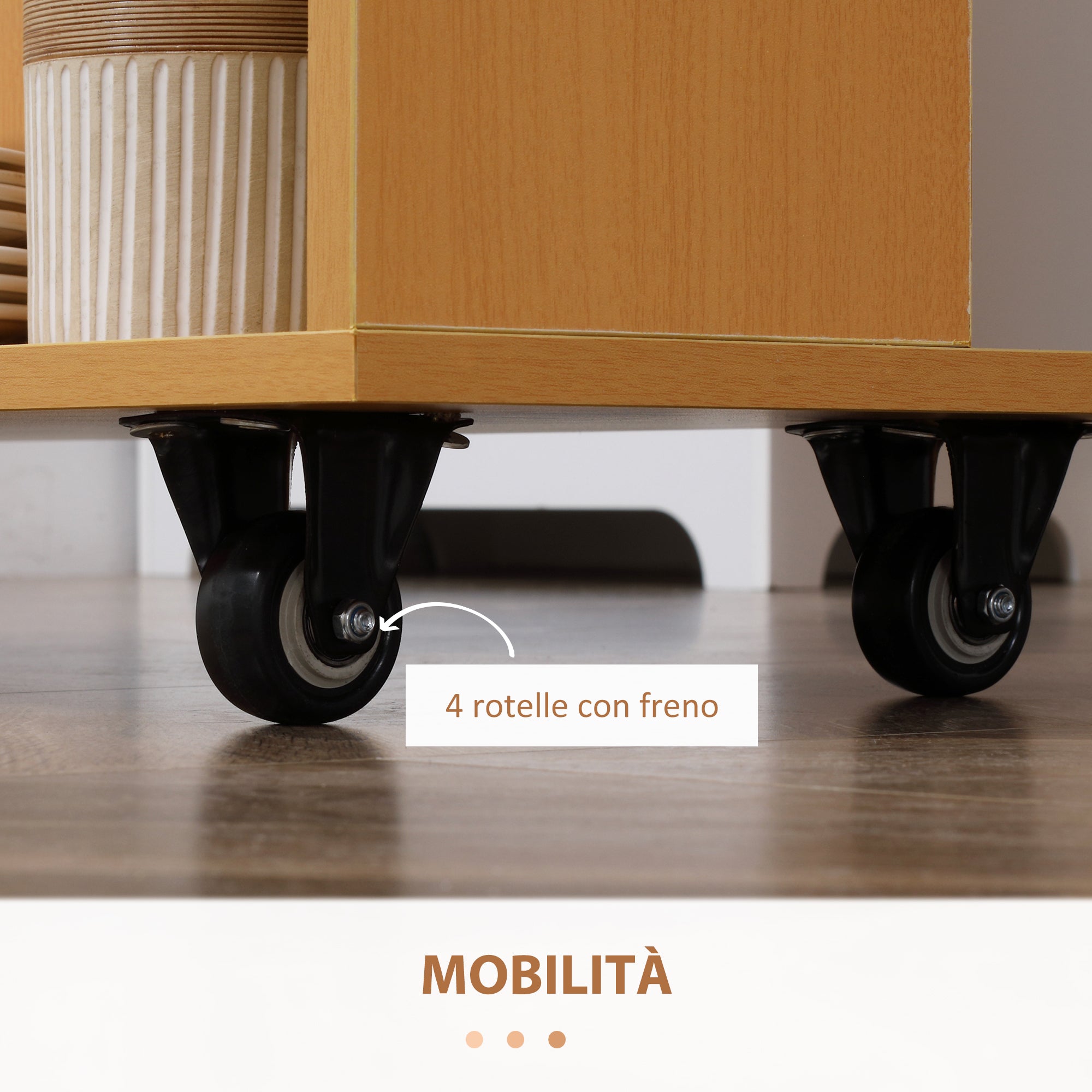 EASYCOMFORT  Tavolo Pieghevole da Pranzo max 3 Persone, in Truciolato e Acciaio, 75x144x144.5 cm, color Legno