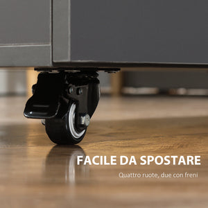 EASYCOMFORT  Tavolo Pieghevole Salvaspazio per 4 Persone max con 4 Ruote, Ripiano Nascosto e Armadietto con Ante, 70x83x75 cm