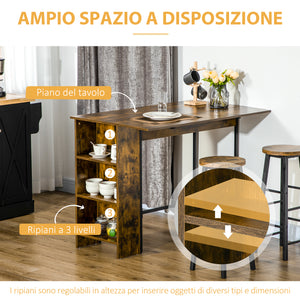 EASYCOMFORT  Bancone Bar Pieghevole Stile Industriale con Scaffale a 3 Ripiani, 120x76x91.4cm