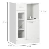 Easycomfort Credenza Moderna con Armadietti e Cassetto in Legno e Vetro, 60x40x95cm, Bianco