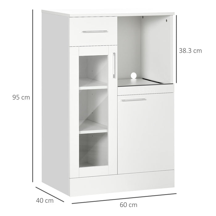 Easycomfort Credenza Moderna con Armadietti e Cassetto in Legno e Vetro, 60x40x95cm, Bianco