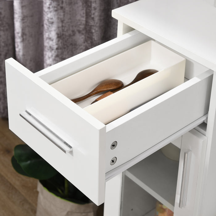 Easycomfort Credenza Moderna con Armadietti e Cassetto in Legno e Vetro, 60x40x95cm, Bianco