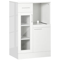 Easycomfort Credenza Moderna con Armadietti e Cassetto in Legno e Vetro, 60x40x95cm, Bianco
