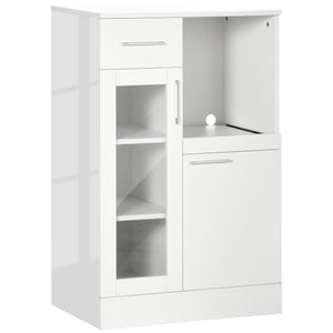 Easycomfort Credenza Moderna con Armadietti e Cassetto in Legno e Vetro, 60x40x95cm, Bianco
