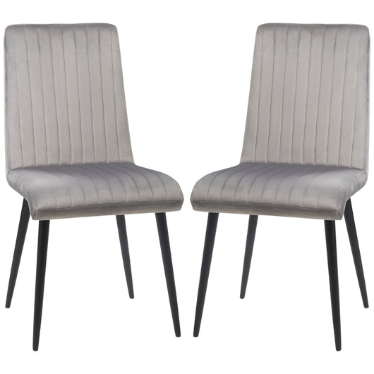 EasyComfort Set 2 Sedie da Cucina Imbottite e Salvaspazio con Gambe in Acciaio, 43x58x90 cm, Grigio e Nero