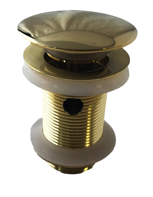 Piletta click clack a pressione dorata con troppo pieno