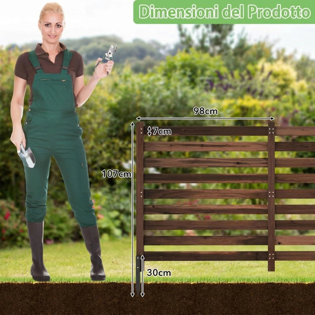 Recinzione da Giardino in Legno Massello, Schermo per Privacy da Esterno Regolabile, Pannelli Privacy da Giardino per Condizionatore e Bidoni della Spazzatura e Divisorio di Spazio (Marrone)