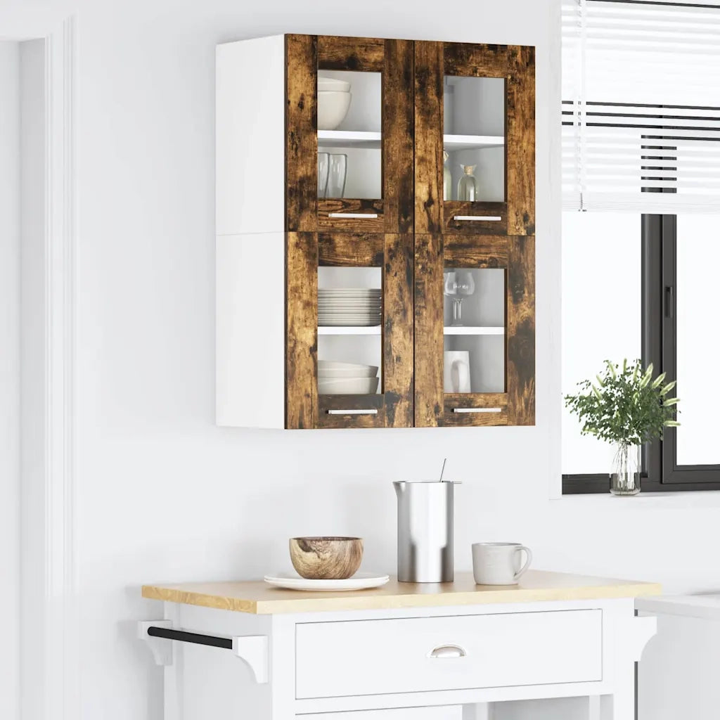 Armadio pensile con porta 2 pcs Rovere fumé 60 x 31 x 40 cm 884219