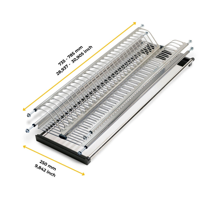 Scolapiatti Suprastar per modulo, 800, Acciaio, Cromato lucido