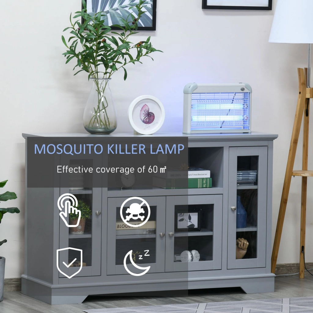 Easycomfort Elettroinsetticida da Esterno e Interno con Lampada Antizanzare UV per 60m², Zanzariera Elettrica 20W, Grigio e bianco