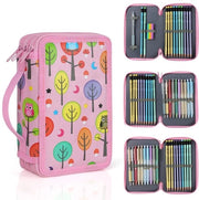 Etiuccio 3-comparto con 52 compartimenti grande capacità etui per scuola etui per matite etui per ragazzi età scolastica ufficio ragazzi ragazze - colore rosa
