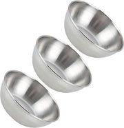 Mini scodelle di acciaio inox, scodelle metalliche rotonde per servire, scodelle per salse, ciotola per erbe, scodelle per snack, tavola per aperitivo, contenitore per frutta per salse di soia, dips, argento, 3 pezzi