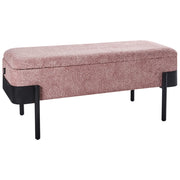 Panca per la camera da letto in tessuto poliestere rosa Rivestimento gambe nere Design cottage Mobili per il soggiorno in tinta unita