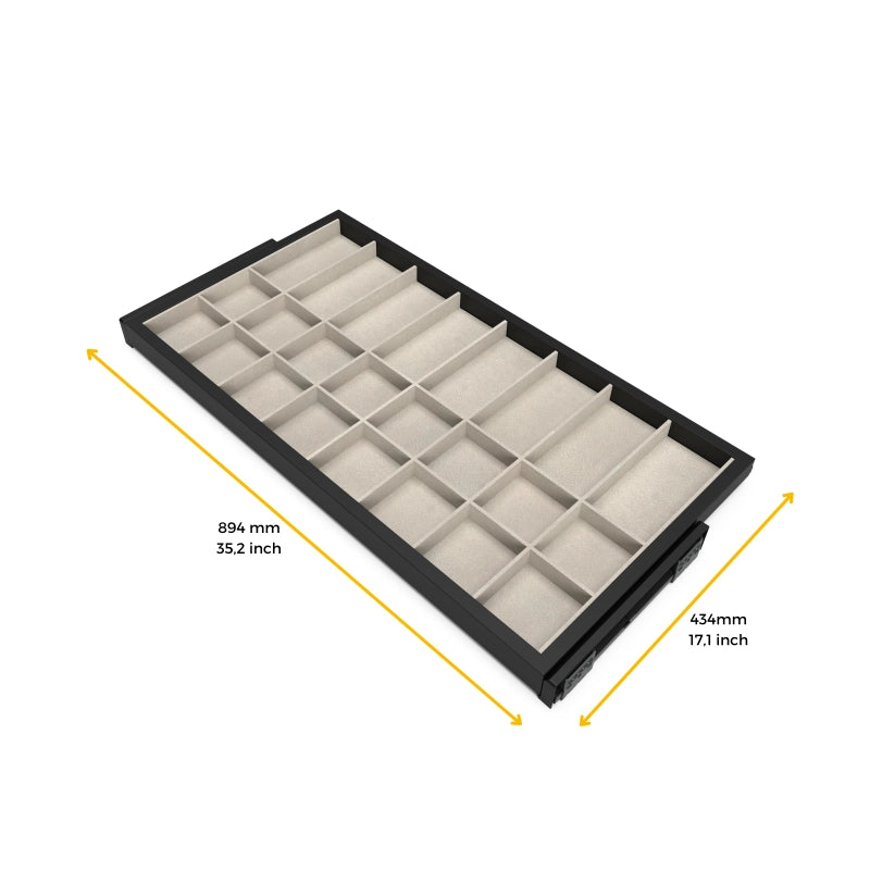Kit di vassoio metallico e telaio a scorrimento con chiusura ammortizzata per armadio, regolabile, modulo 600 mm, Grig..