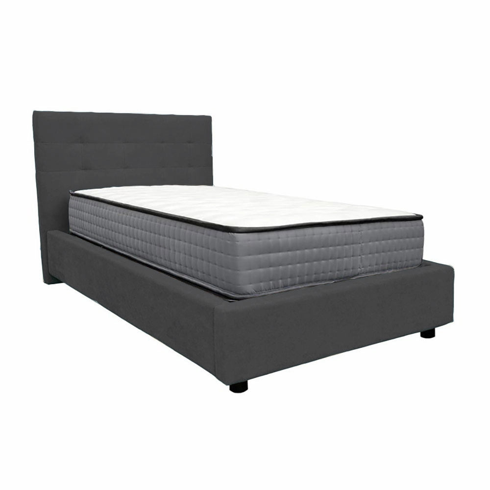 Letto contenitore piazza e mezza 120x190 cm con rete ortopedica a doghe, tessuto Enjoy, made in Italy - 23 Ash