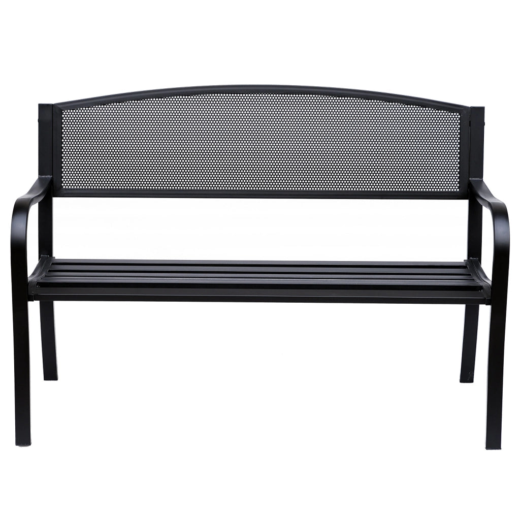 EasyComfort Panchina da Esterno Panca da Giardino Max 240kg Metallo 127 × 60 × 85cm Nero