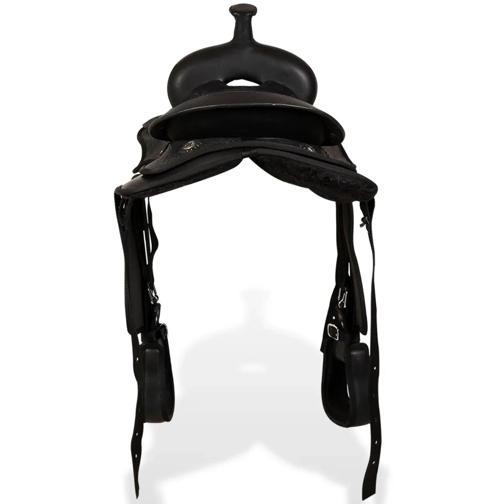 Sella Western Testiera e Pettorale in Vera Pelle 13" Nero cod mxl 61329