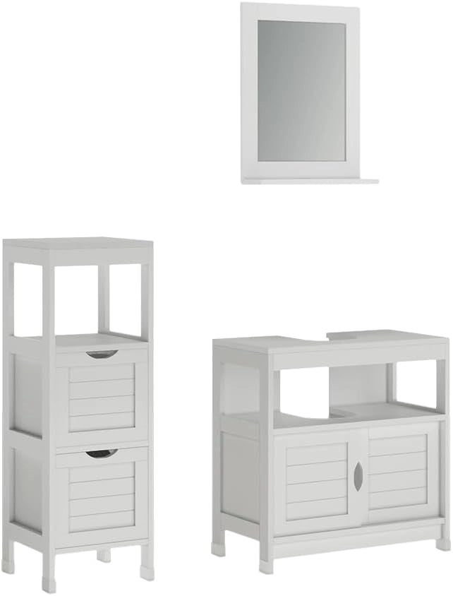 Set di mobili da bagno Vilda, Grigio, 60 cm, composto da specchio da bagno e mobile sottolavabo