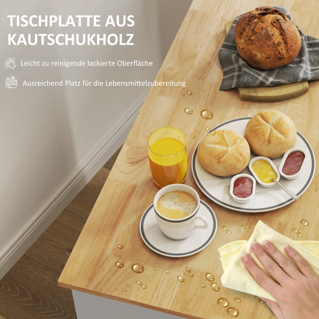 Carrello da Cucina con 2 Cassetti; 1 Anta; 1 Vano Aperto; Portasciugamani e Ruote; in Legno; Rovere