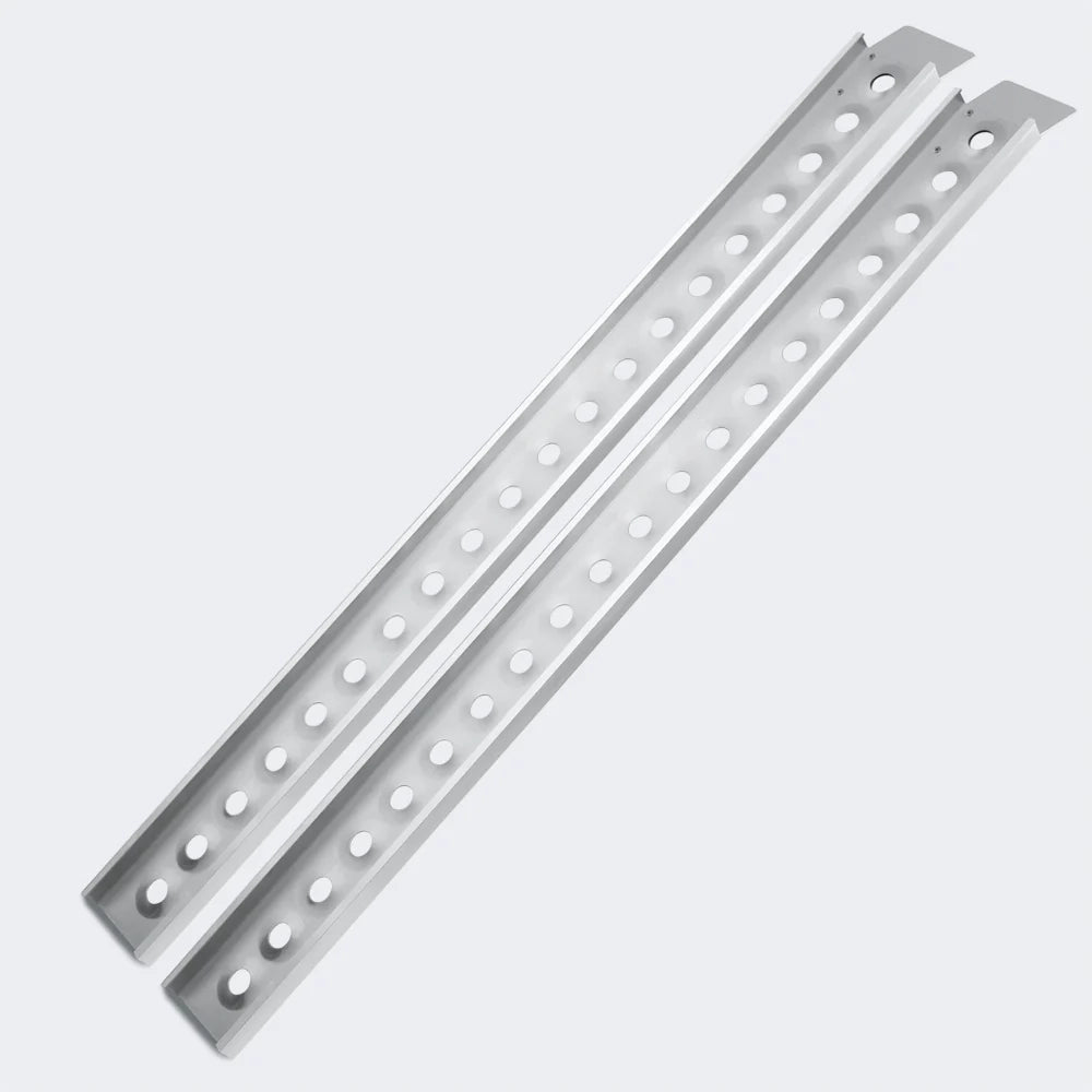 Set di 2 rampe di carico pieghevoli multiuso in alluminio con barra di sicurezza 192 cm fino a 364 kg grigio 3416091